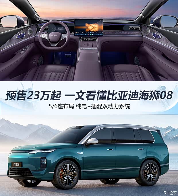 预售价23万起 5/6座布局 纯电+插混双动力 一文看懂比亚迪海狮08